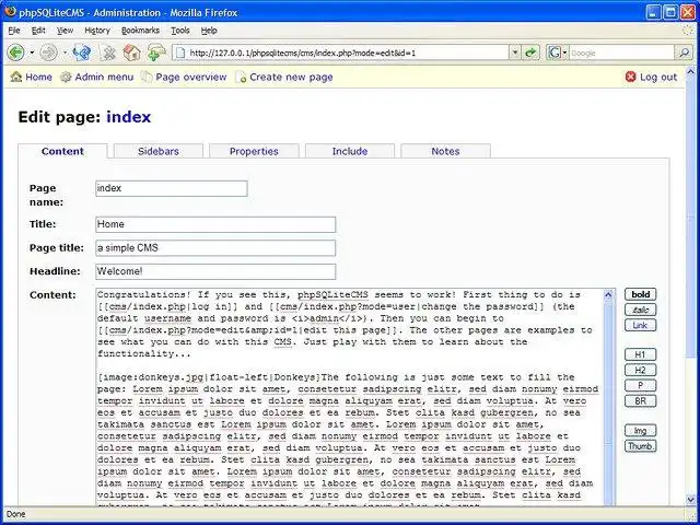 Mag-download ng web tool o web app na phpSQLiteCMS