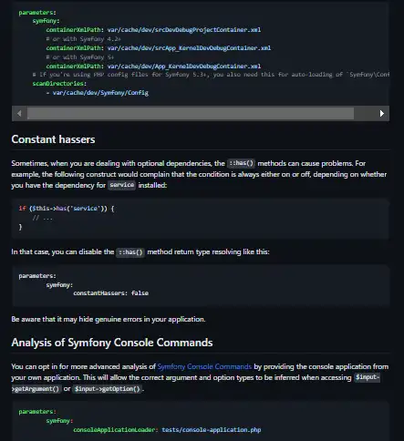 قم بتنزيل أداة الويب أو تطبيق الويب ملحقات PHPStan Symfony Framework