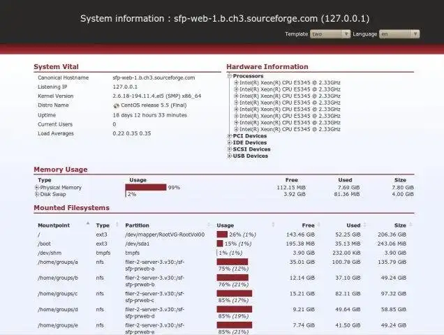 ابزار وب یا برنامه وب phpSysInfo را دانلود کنید