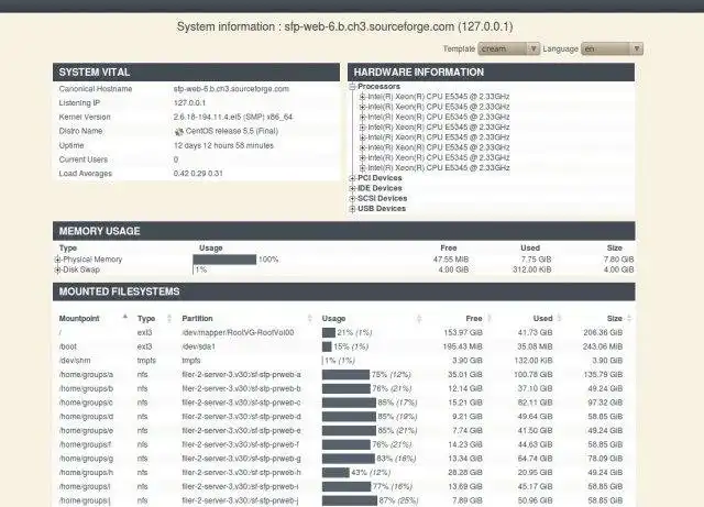 Baixe a ferramenta da web ou o aplicativo da web phpSysInfo