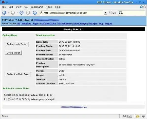 Download web tool or web app PHP Ticket