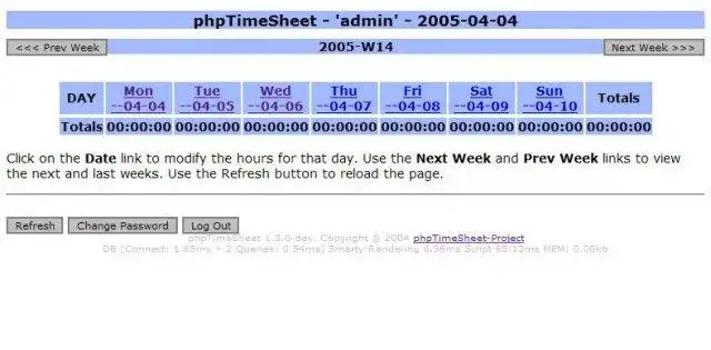 Download web tool or web app phpTimeSheet - timetracking organizer