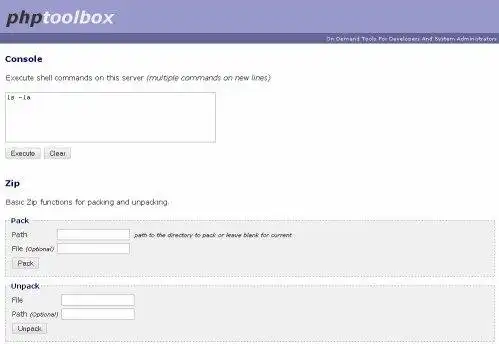 Завантажте веб-інструмент або веб-програму PHP Toolbox