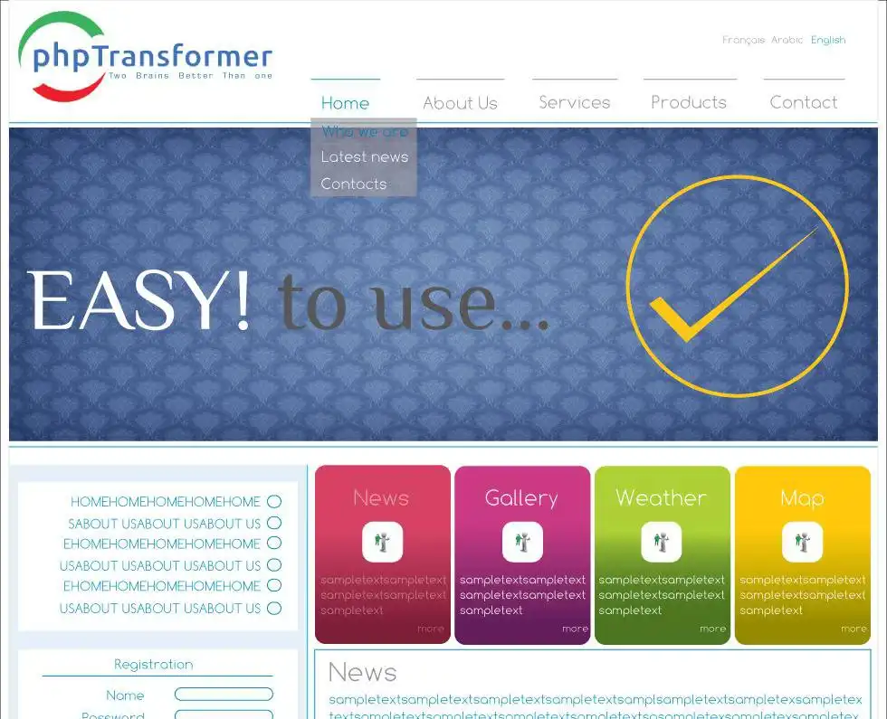 Загрузите веб-инструмент или веб-приложение phpTransformer