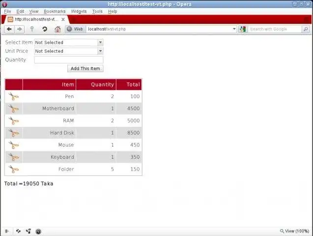 Download web tool or web app php virtual table