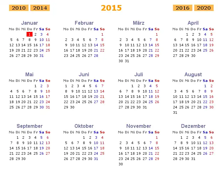 Download web tool or web app PHP year calendar