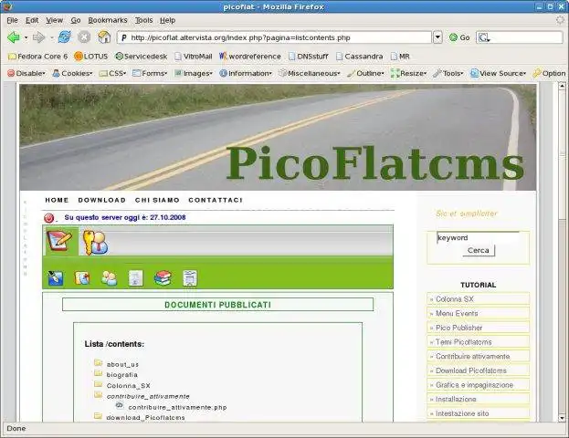 Загрузите веб-инструмент или веб-приложение PicoFlatCMS