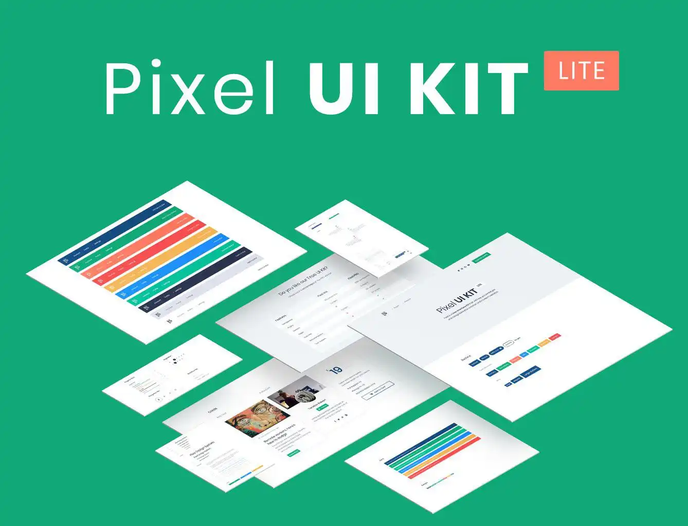 Web ツールまたは Web アプリ Pixel Lite をダウンロード - 無料の Bootstrap 4 UI キット