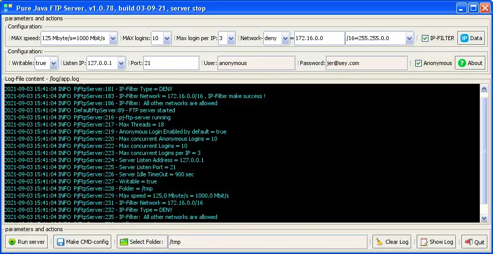 Mag-download ng web tool o web app pj-ftp-server