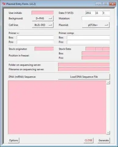 قم بتنزيل أداة الويب أو تطبيق الويب Plasmid Entry Form للتشغيل في Linux عبر الإنترنت