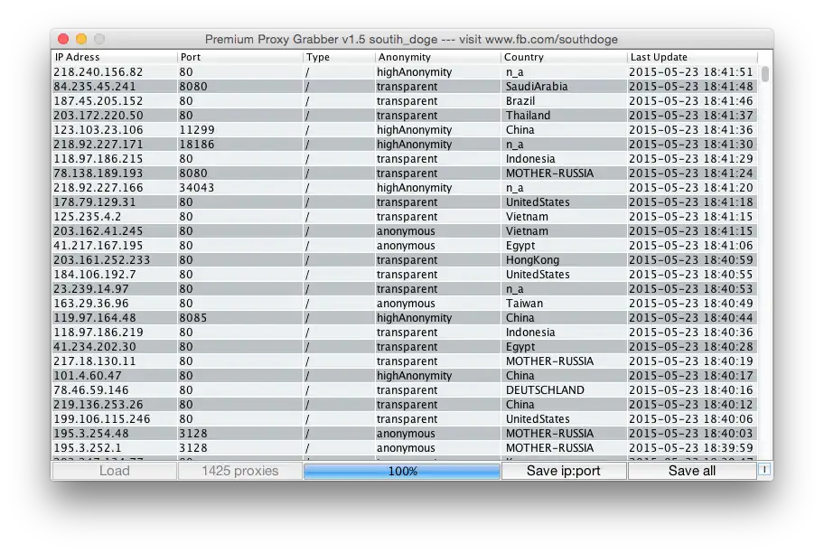 Télécharger un outil Web ou une application Web indépendant de la plate-forme Proxy Grabber v1.5