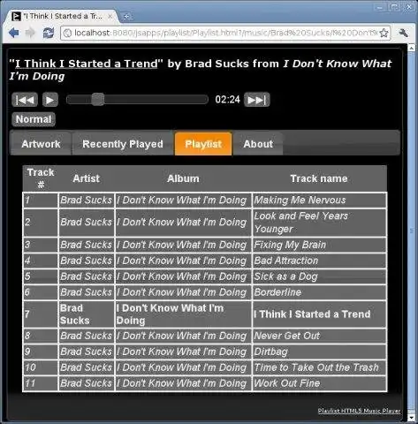 Download web tool or web app Playlist HTML5 Audio Player