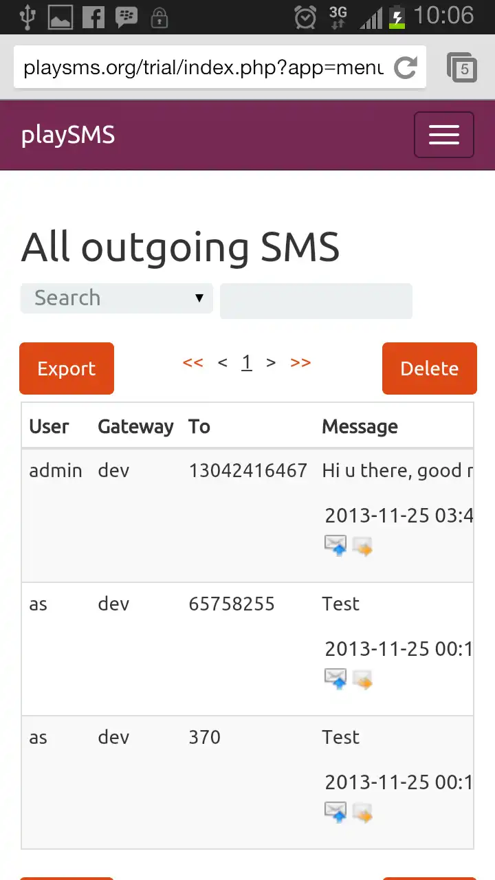 Download web tool or web app playSMS