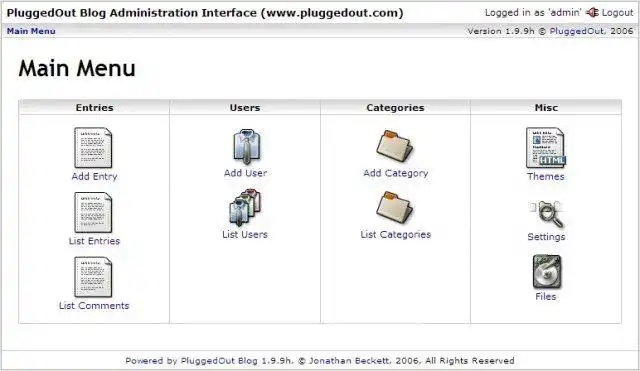 Web ツールまたは Web アプリ PluggedOut プロジェクトをダウンロードする