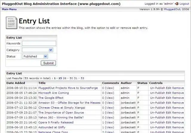 Web ツールまたは Web アプリ PluggedOut プロジェクトをダウンロードする