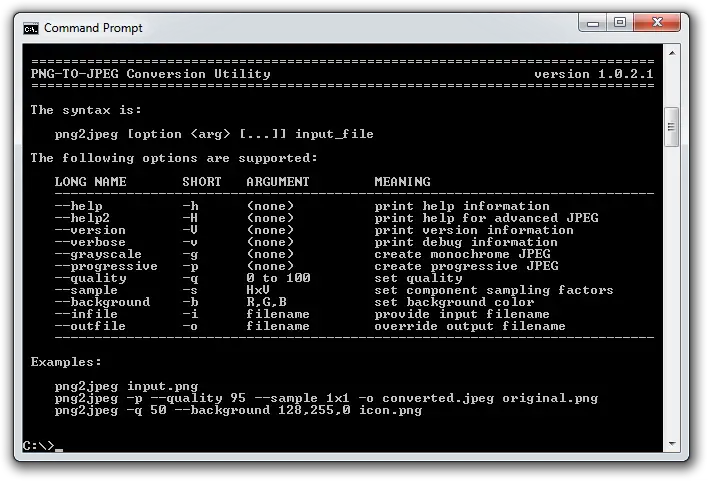 Télécharger l'outil Web ou l'application Web png2jpeg