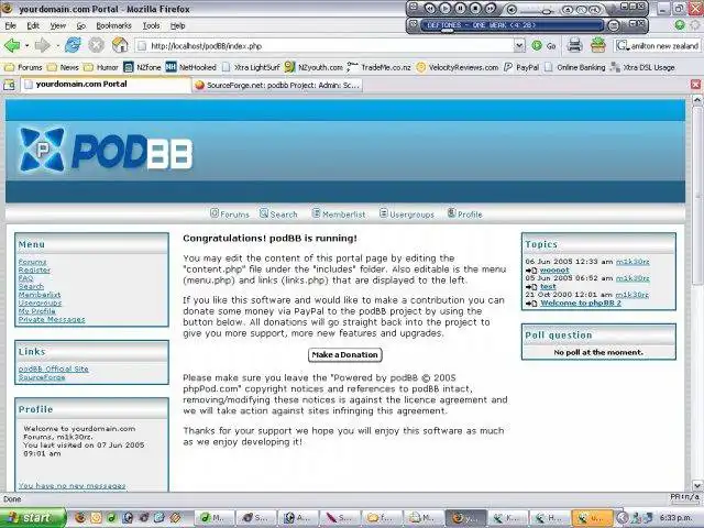 הורד את כלי האינטרנט או אפליקציית האינטרנט podBB הפצת phpBB שהשתנה מראש.