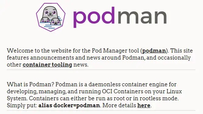 Download web tool or web app Podman