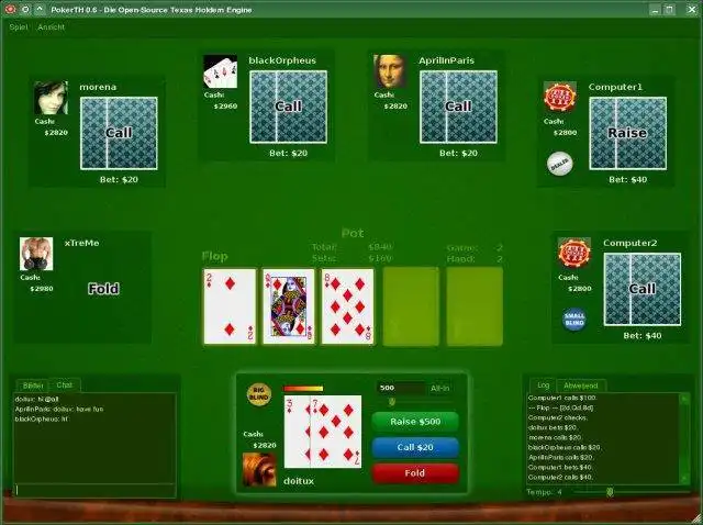 Download web tool or web app PokerTH to run in Windows online over Linux online