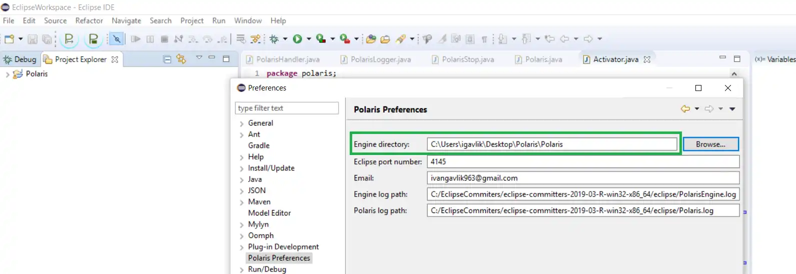 Download web tool or web app Polaris programing with voice in Eclipse