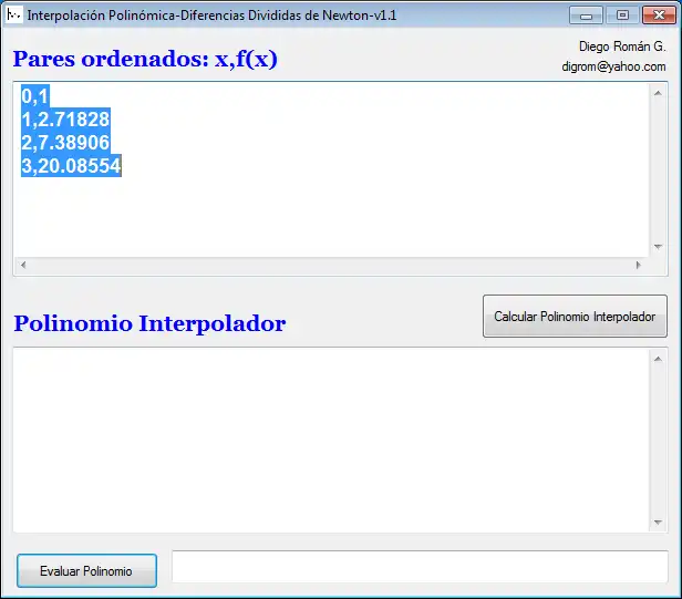 Télécharger l'outil Web ou l'application Web Interpolation polynomiale