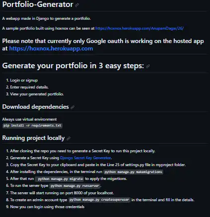 הורד כלי אינטרנט או יישום אינטרנט Portfolio-Generator