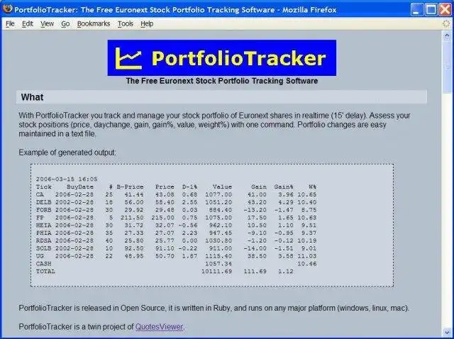 הורד כלי אינטרנט או אפליקציית אינטרנט Portfolio Tracker
