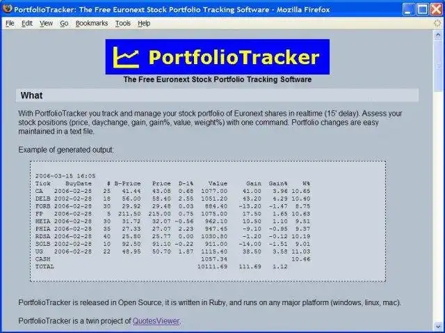 Scarica lo strumento web o l'app web Portfolio Tracker