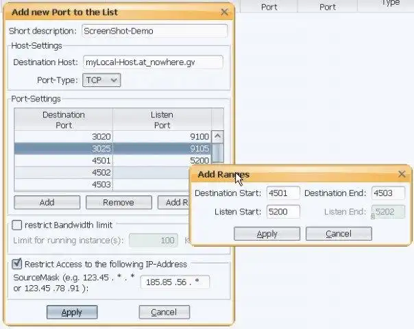 Scarica lo strumento Web o l'app Web Portty - Port Forwarding, Tunneling ecc.