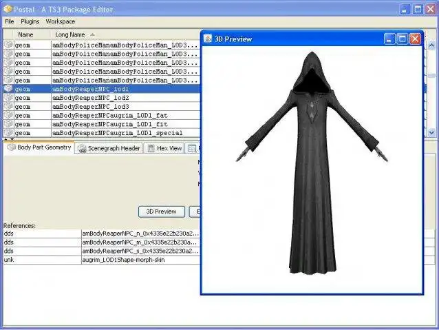 Download de webtool of webapp Postal - Sims 3 Package Editor en API om in Windows online via Linux online te draaien
