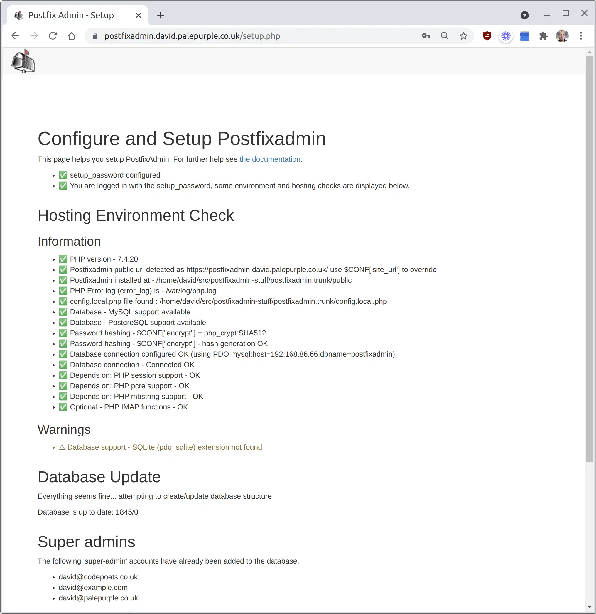 Web-Tool oder Web-App herunterladen PostfixAdmin