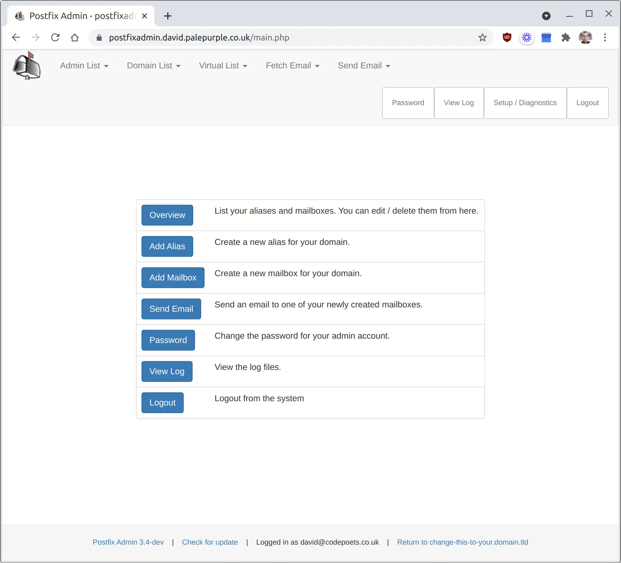 Muat turun alat web atau apl web PostfixAdmin