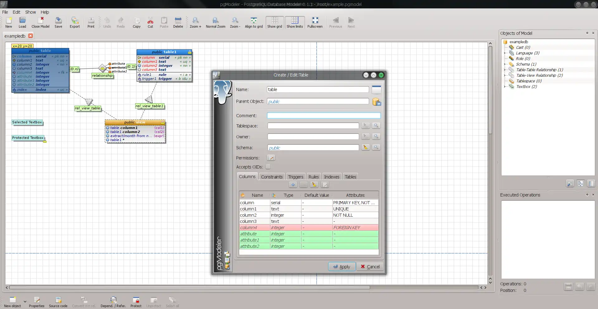 Scarica lo strumento web o l'app web PostgreSQL Database Modeler