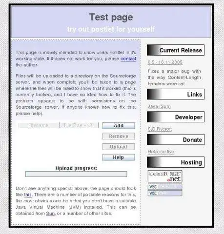 Download web tool or web app Postlet :: Multiple file upload applet