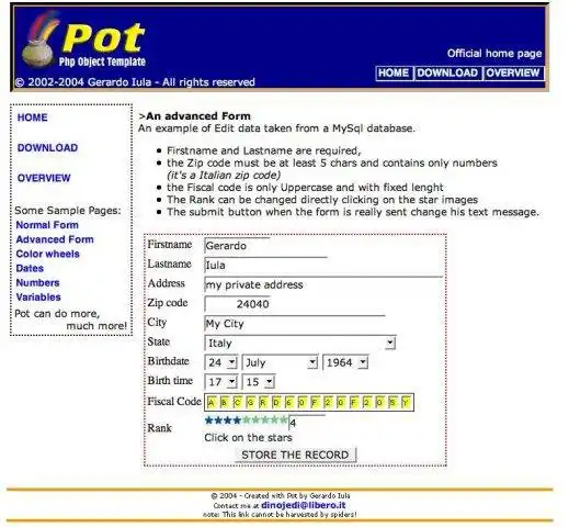 Unduh alat web atau aplikasi web POT (Templat Objek Php)