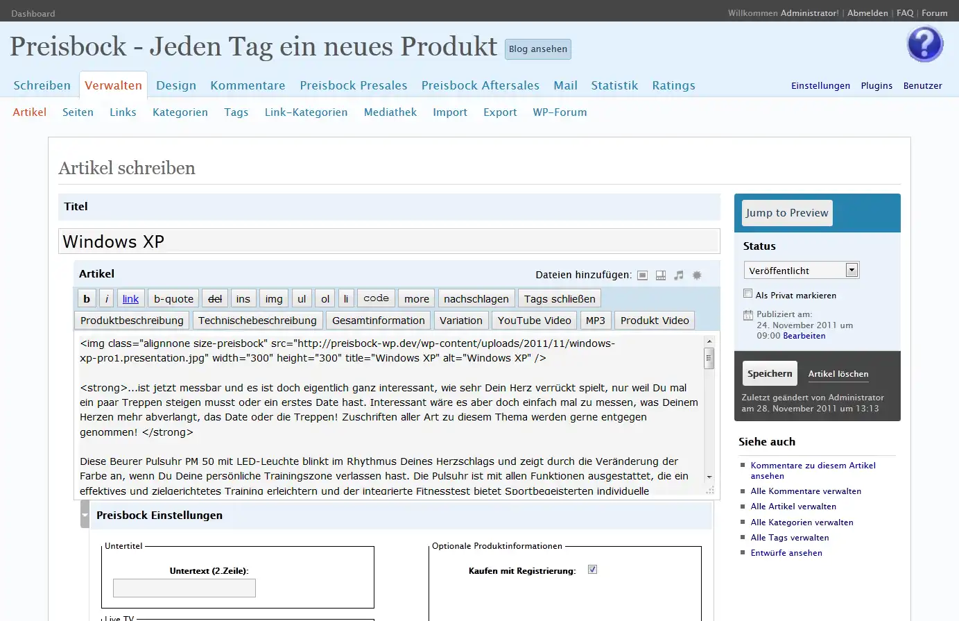 Web-Tool oder Web-App Preisbock Wordpress herunterladen