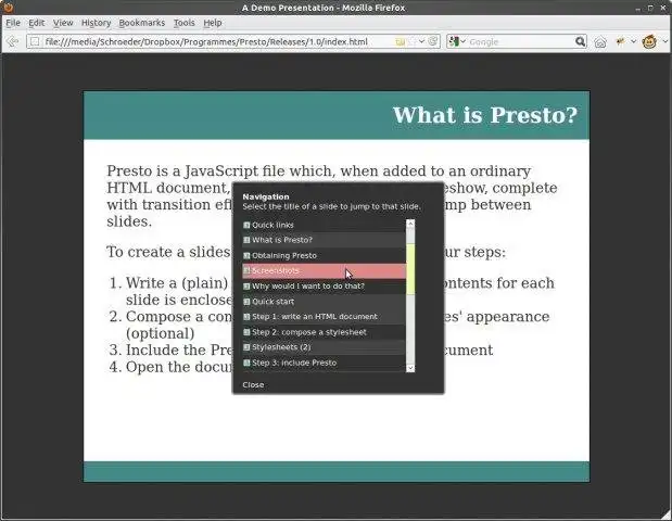 Download web tool or web app Presto