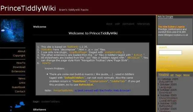 Laden Sie das Web-Tool oder die Web-App herunter PrinceTiddlyWiki