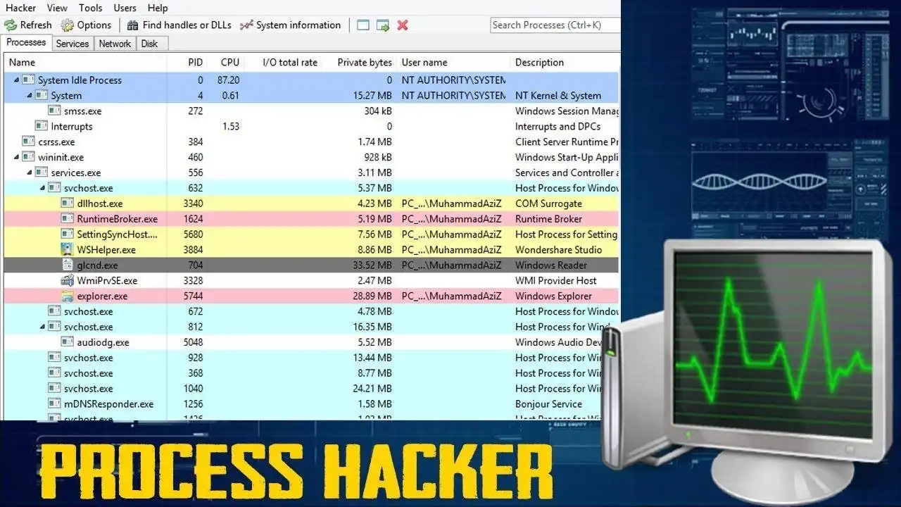 Загрузите веб-инструмент или веб-приложение для установки Process Hacker 2.39