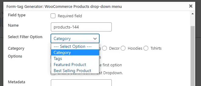 Download web tool or web app Product Dropdown Field For Contact Form