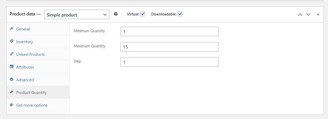 Unduh alat web atau aplikasi web Dropdown Kuantitas Produk woocommerce