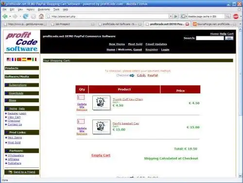 Download web tool or web app profitCode Shopping Cart