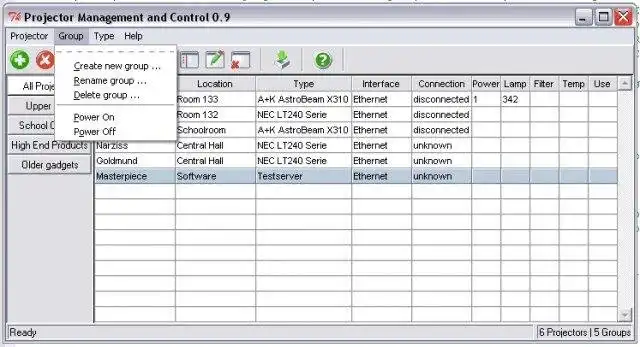 Download web tool or web app Projector Management and Control