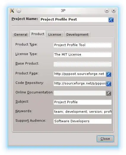 Download web tool or web app Project Profile Post