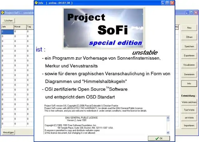Download web tool or web app Project SoFi