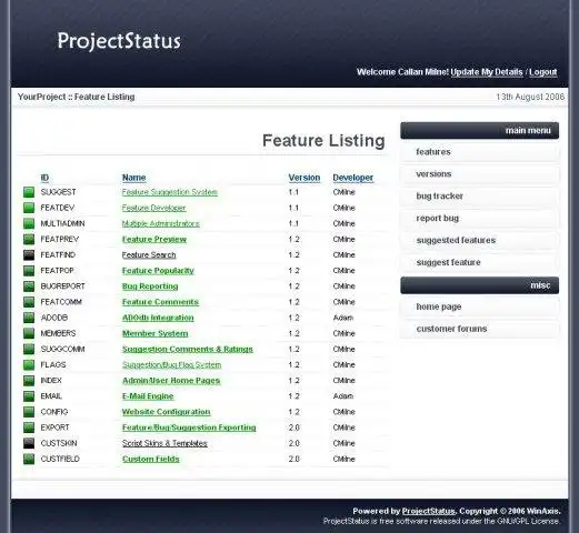 Download webtool of webapp ProjectStatus