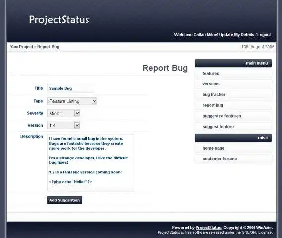 Unduh alat web atau aplikasi web ProjectStatus