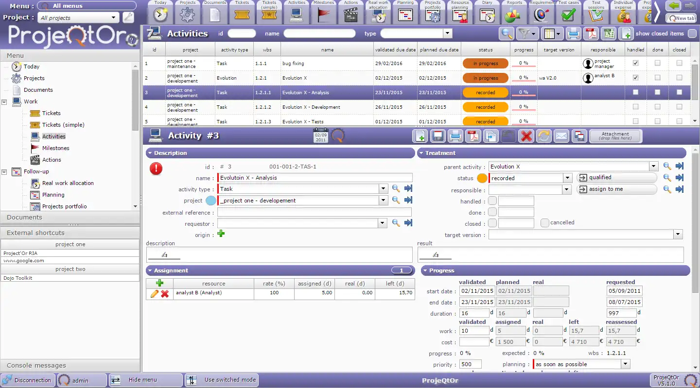 Download web tool or web app ProjeQtOr - Project Management Tool