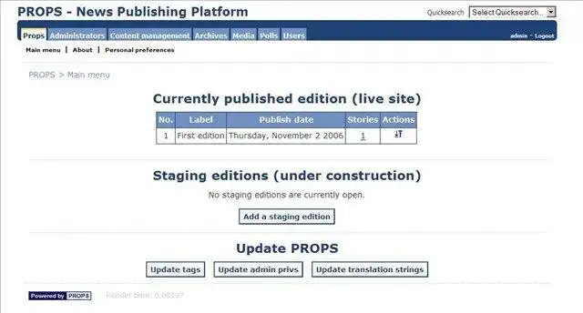 Download web tool or web app PROPS - News Publishing Platform