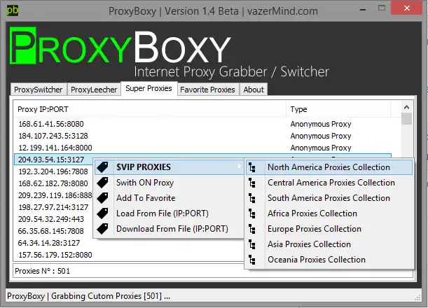 Web aracını veya web uygulamasını indirin ProxyBoxy
